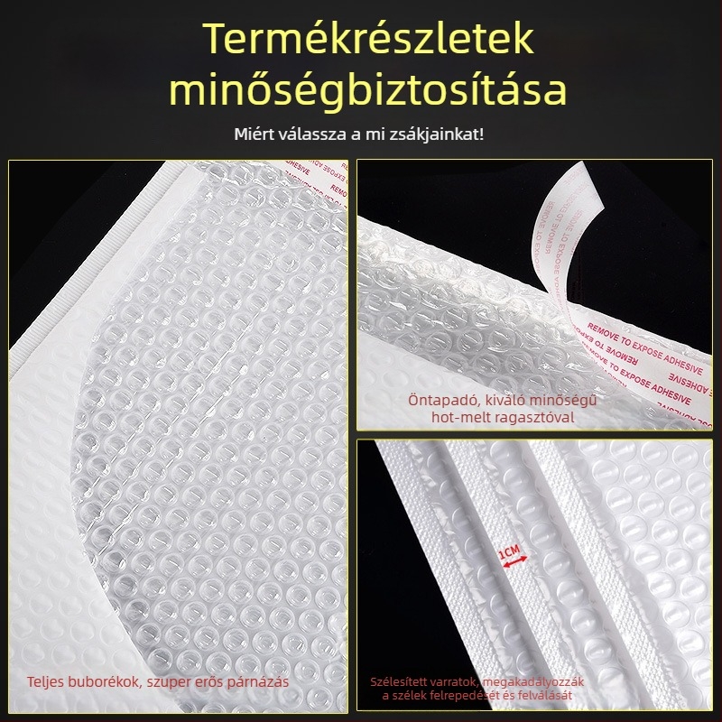 Pearl-fényű fóliás buborékos tasakok csomagoláshoz — boríték-stílus, vastag hab, önzáró ragasztó, ütés- és nyomásálló csomagolás, nagykereskedelem