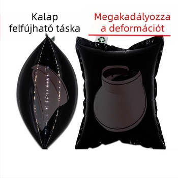 Fekete buborékos tasak sapkák csomagolásához, nyomásálló párnázás, felfújható védőpárna szállításhoz