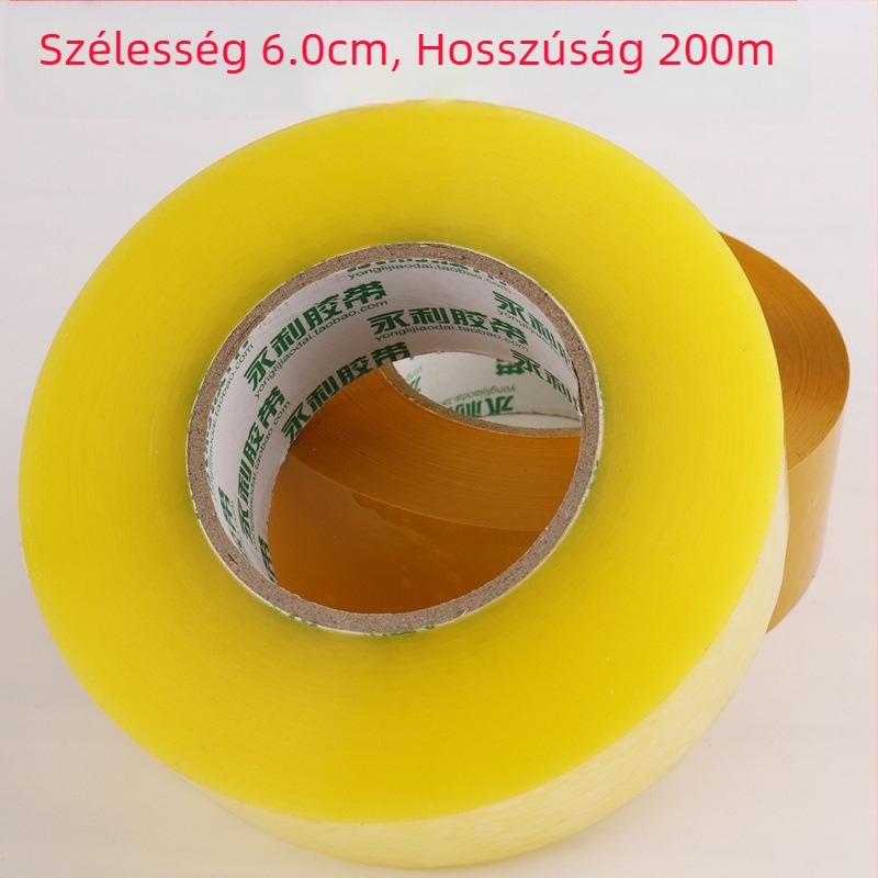 6 cm széles, 200 m hosszú bézs csomagoló szalag, BOPP film, víz alapú ragasztóval