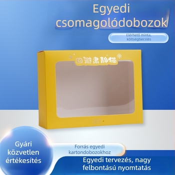 Személyre szabható ablakos ajándékdobo uz – üres kézben tartható papírdoboz, szín- és logónyomtatási lehetőséggel