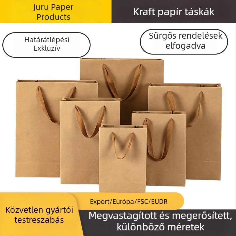Egyedi kraftpapírtáska ajándékokhoz: parfüm, tea és pohár — prémium csomagolás logónyomtatással