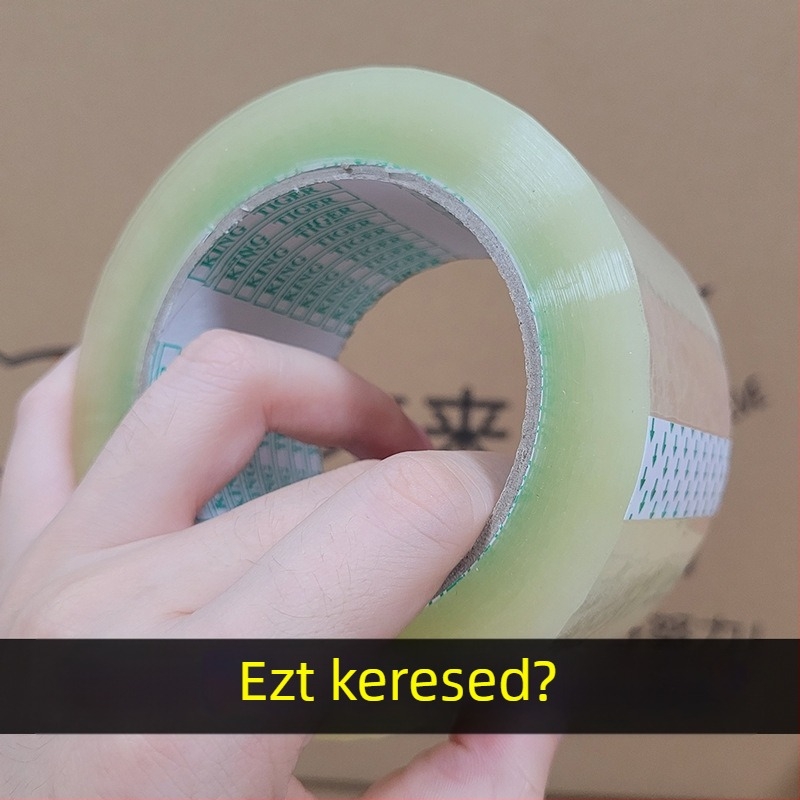 Nyomtatott átlátszó csomagoló ragasztószalag figyelmeztető szöveggel, szélesség 4,5 cm, hossz 100 m