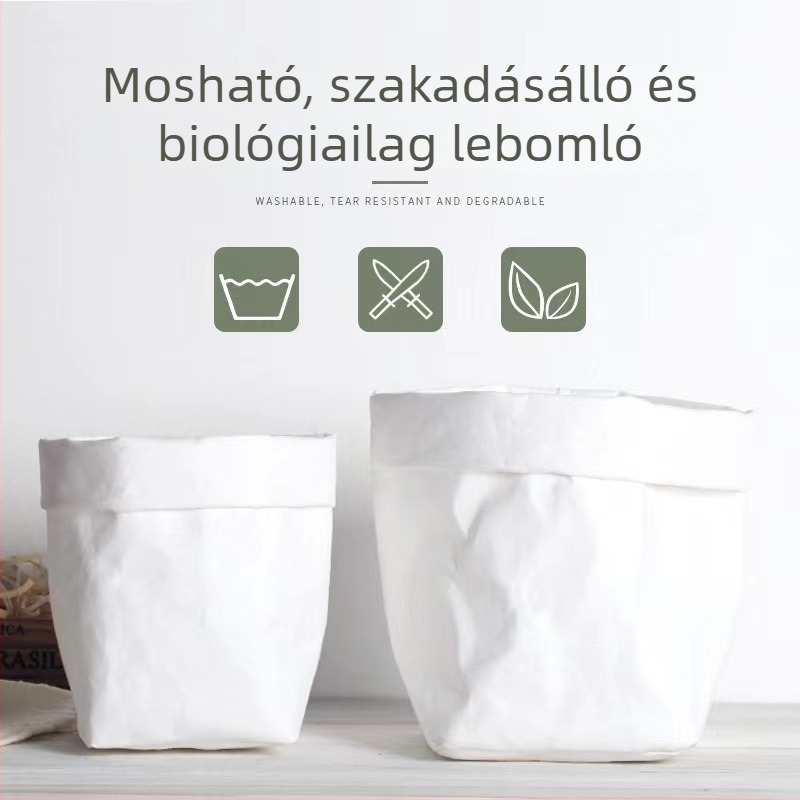 Nordic stílusú mosható kraft papírtáska virágcserepekre és hűtőszekrényben való tároláshoz