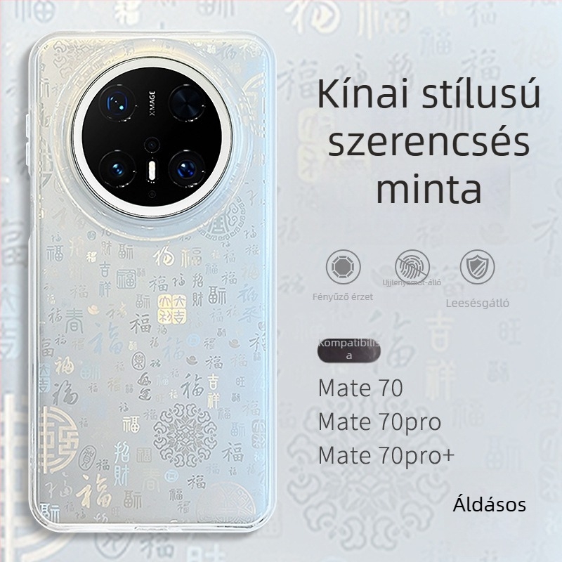 Kemény hátlap Huawei Mate70 kínai stílusú áldáskívánság motívummal, kompatibil mete70pro, mt70pro, M60, matr60por