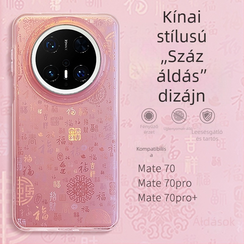 Kemény hátlap Huawei Mate70 kínai stílusú áldáskívánság motívummal, kompatibil mete70pro, mt70pro, M60, matr60por