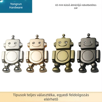 Robot alakú zár, 65 mm külső átmérőjű, cinkötvözetből készült, táskákhoz és dobozokhoz