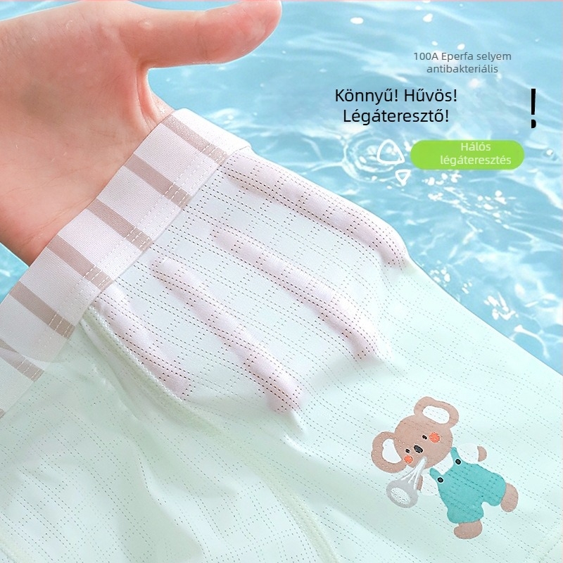 Gyerekeknek szóló fiú boxeralsó, Ice Silk, nyári légáteresztő hálós anyag, vékony, antibakteriális