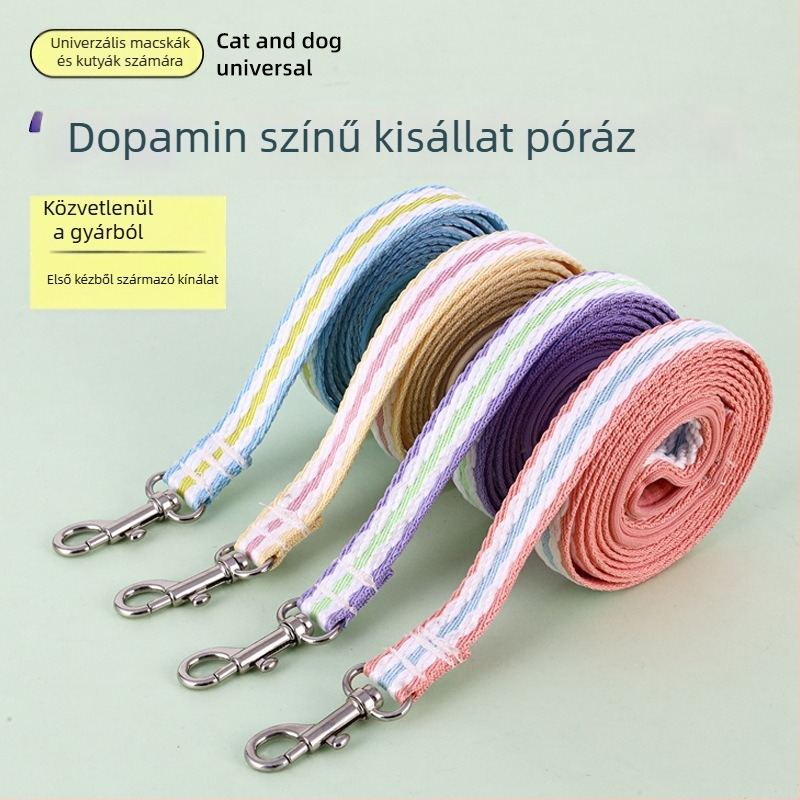Cukorkaszínű dopaminos kutyanyakörv és póráz kis-, közép- és nagytestű ebek számára, Teddy és Golden Retriever.