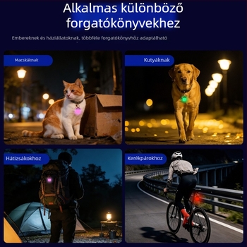 Gomba alakú LED háziállat éjszakai fény nyakörvre illeszkedő világító medállal – anti-elvesztés funkcióval