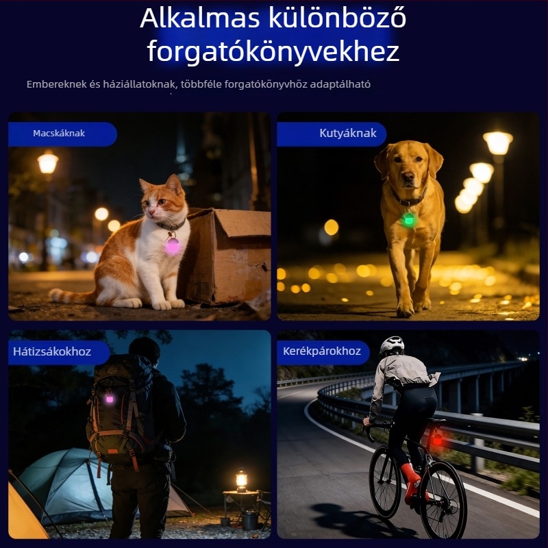 Gomba alakú LED háziállat éjszakai fény nyakörvre illeszkedő világító medállal – anti-elvesztés funkcióval