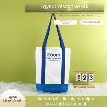 Testre szabható vászontáska vállon átvetővel — környezetbarát reklámtáska bevásárláshoz, nagy kapacitású diákok számára