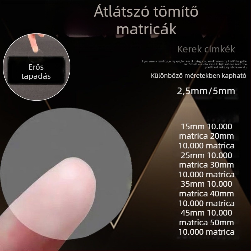 Erős tapadású, átlátszó záró címke, kör alakú öntapadós címke ajándékdobozokhoz és repülőgép-dobozokhoz, csomagolási címke.