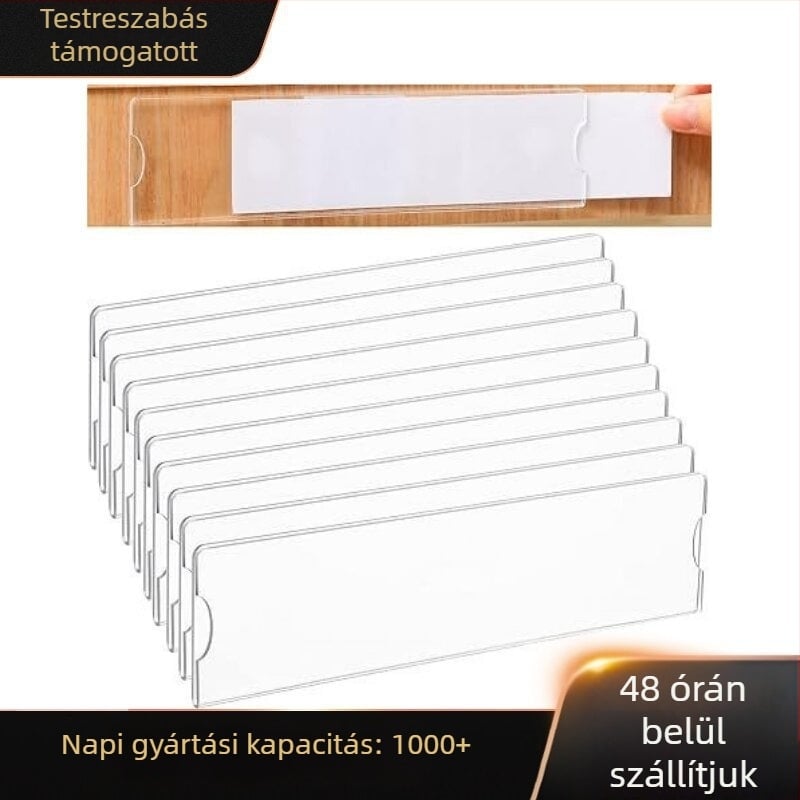 Akril jelzőtartó keret öntapadó hátlappal, névtábla plakett, átlátszó, 20.32 × 5.08 cm