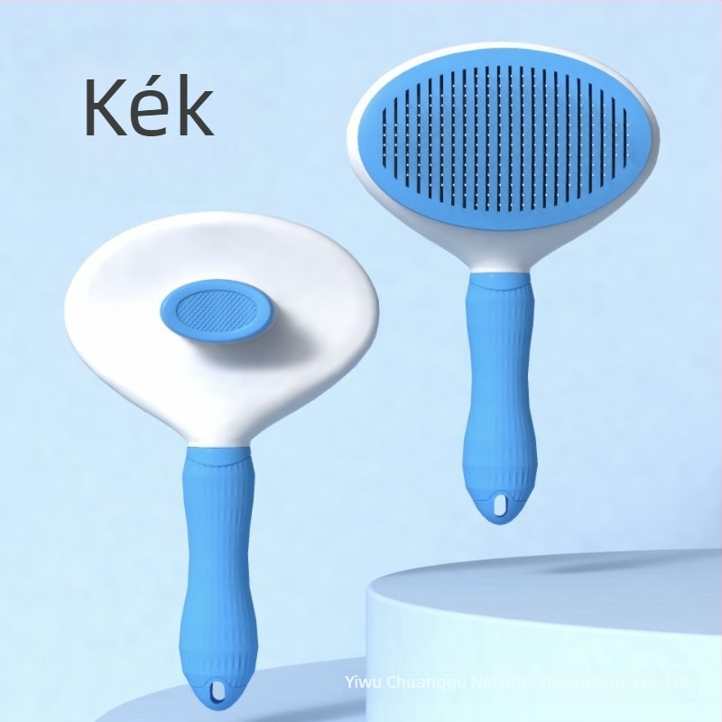 Öntisztító háziállat-grooming fésű macskák és kutyák számára, rozsdamentes acél tüskékkel, csomóoldó fésű és nyomásos ápoló ecset