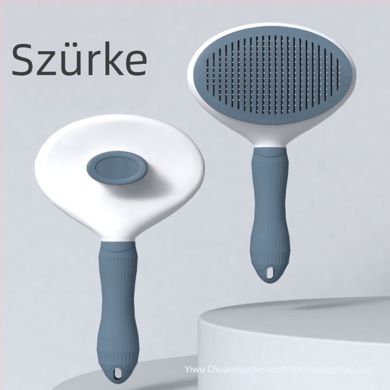 Öntisztító háziállat-grooming fésű macskák és kutyák számára, rozsdamentes acél tüskékkel, csomóoldó fésű és nyomásos ápoló ecset
