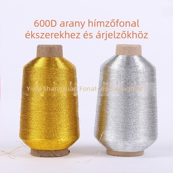 Hímzőfonal 600D, arany- és ezüstmaggal, ékszerekhez, bojtokhoz és ruházathoz