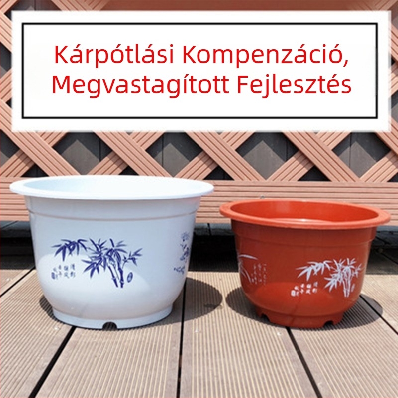 Kerek, vastag falú nagy műanyag virágtartó erkélyre, palánta és szukkulensek számára