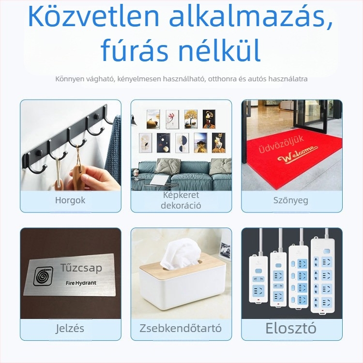 Nano kétoldalas ragasztószalag, rendkívül erős tapadással, mosható és újrahasználható, átlátszó akril