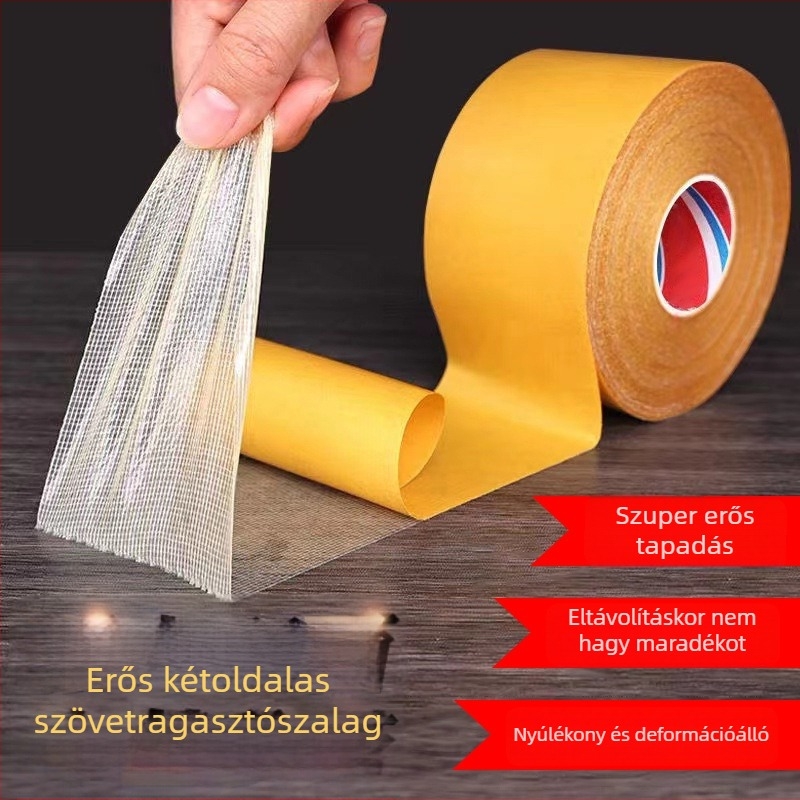 Szövetalapú kétoldalas ragasztó szalag szőnyeg és padlóvarratokhoz, nagy tapadóerő, sárga
