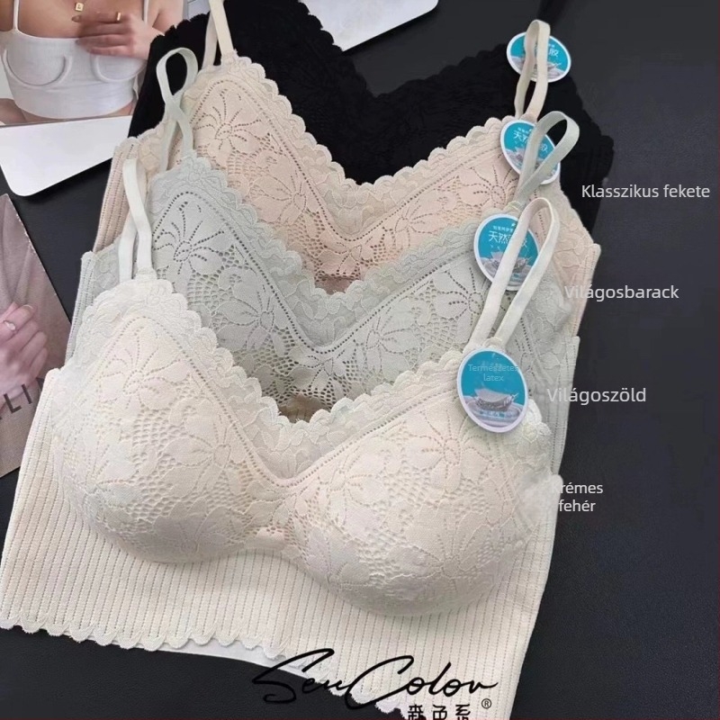 Demi Rizen Color 6168 Csipke és latex anyagú pánt nélküli testhez formázó camisole, nőknek, gyönyörű hátsó dizájn