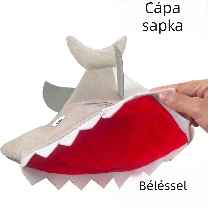 Aranyos plüss cápa fejfedős sapka — fotó kellék, jelmez kiegészítő