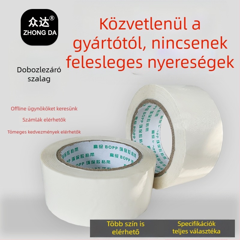 Tejfehér csomagoló szalag, szélesség 4,2/4,8/6 cm, átlátszatlan, nagy tekercs