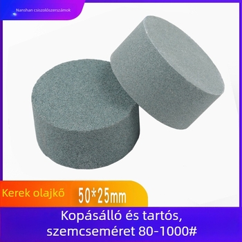 Zöld szilícium-karbid olajkő, hengeres, 50×25 mm, jade polírozáshoz és csiszoláshoz