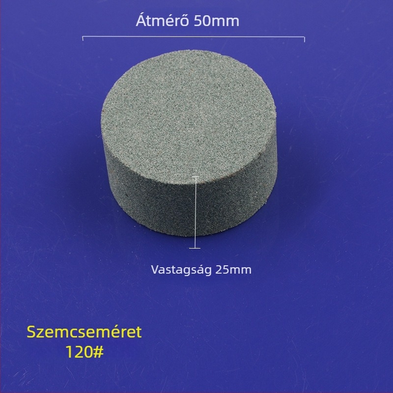 Zöld szilícium-karbid olajkő, hengeres, 50×25 mm, jade polírozáshoz és csiszoláshoz
