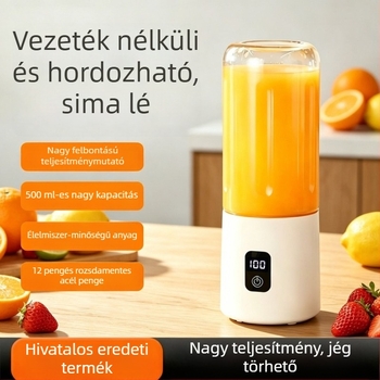 Hordozható, újratölthető, multifunkcionális kis méretű gyümölcslé pohár háztartási használatra; képes jégdarabok összetörésére és gyümölcs- és zöldséglé készítésére.