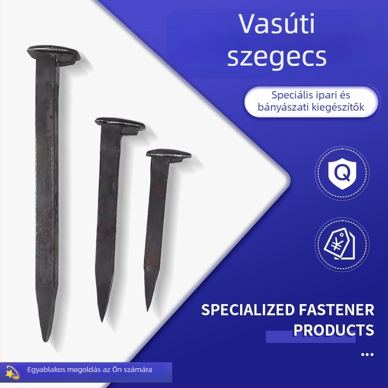 Vasúti szegek, kézzel készített négyzet alakú szegek sínekhez, pálya kiegészítők, melegen hengerelt szilárd acél