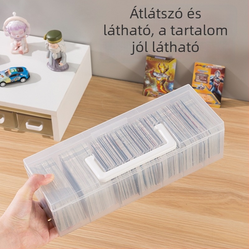 Kártyatartó doboz fedéllel és átlátszó osztókkal