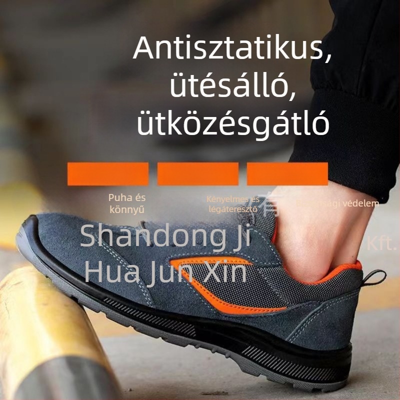Antisztatikus biztonsági cipő acélorrú orral, lélegző és kopásálló, férfiaknak, nemzeti szabvány szerint, Old Yellow Bull