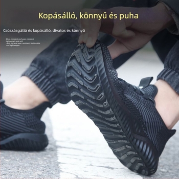 Férfi munkavédelmi cipő, nyári, légáteresztő hálós felsőrész, szagtalanító, ütés- és perforációálló, könnyű talp, kopásálló, csúszásmentes