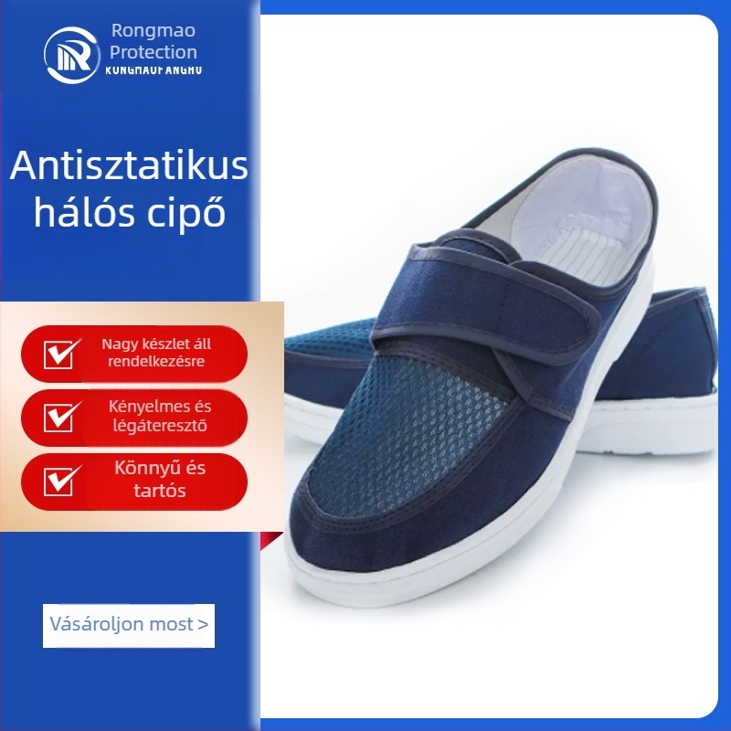 PVC por- és elektrosztatikus cipő, felső része hálós, könnyű és lélegző