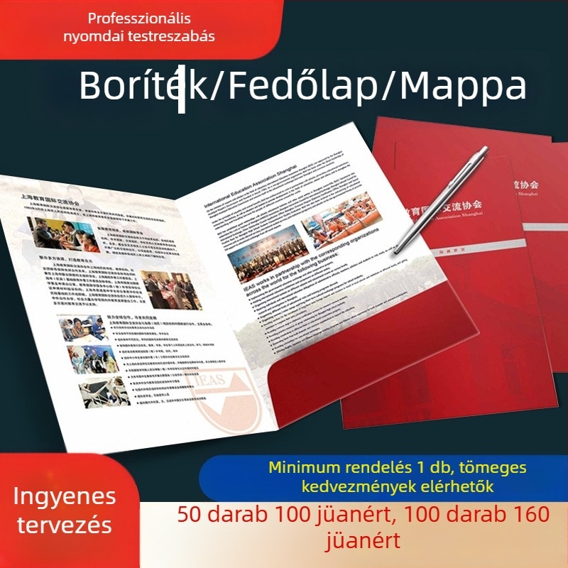 Egyedi szerződéses dokumentum borítékok, nyomtatott tender dokumentumok, A4-es fedőlapok, orvosi vizsgálati jelentéseket tartalmazó mappák beillesztett oldalakkal