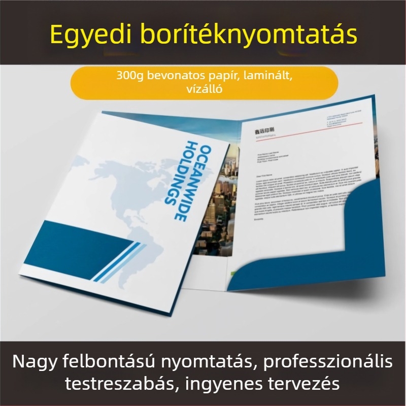 A4-es kraft papírból készült szerződéses borító színes mappa egyoldalas betéttel és tender borító nyomtatással