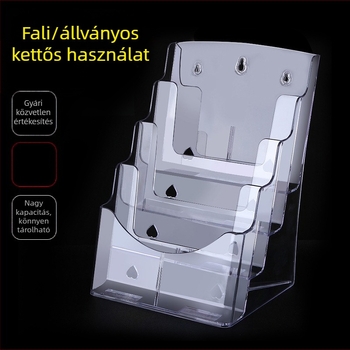 Akril A4-dokumentumtároló és áttetsző brosúra- és újságkijelző