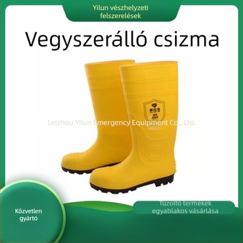 PVC magas szárú kémiai védőcsizma, hőálló és csúszásmentes vészhelyzeti mentéshez