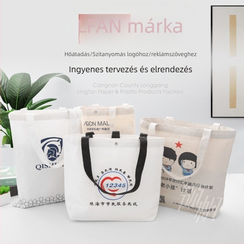 Iskolai vászon táska testreszabható logóval; aranyos, divatos bevásárlótáska. Elérhető stílusok: vállon tartható táska, összecsukható táska, hátizsák, perforált táska.