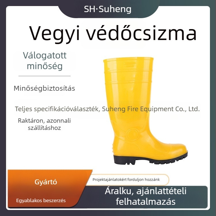 Magas mentőbakancs vegyi ellenálló acélorrú, ütés- és átszúrás elleni védelemmel