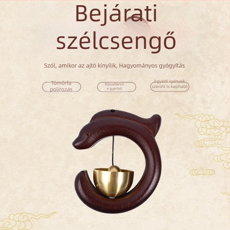 Dopamin szélcsengő réz haranggal, mágneses beltéri ajtócsengő, minimalistikus függő dekoráció és fa hűtőmágnes