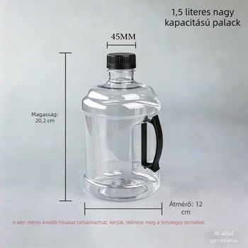 1,5 L PET műanyag palack, széles nyílással, vastag falú, italokhoz, üres palack