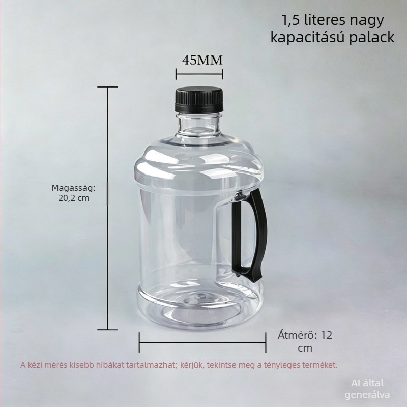 1,5 L PET műanyag palack, széles nyílással, vastag falú, italokhoz, üres palack