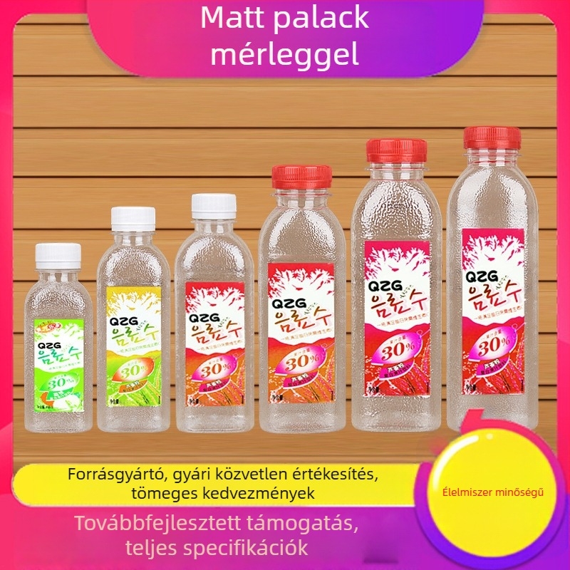 500 ml átlátszó PET négyszögletes italosüveg fedéllel, mézhez, borhoz és gyümölcsléhez, mintaüveg