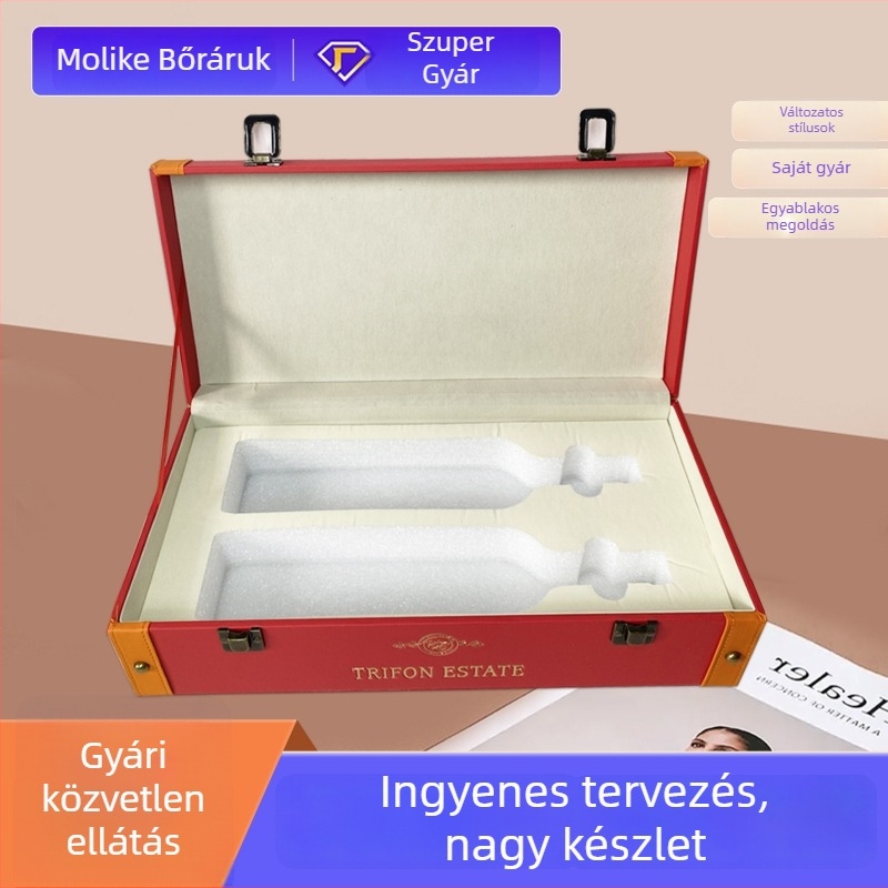 Két darabox vörösbor-díszdoboz – prémium bemutató doboz vörös- és fehér bornak