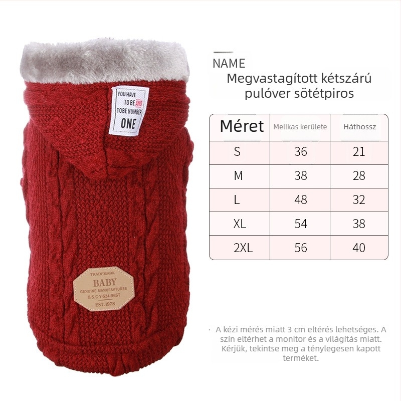 Macska pulóver kapucnival, meleg téli öltözet, szőrhullás elleni