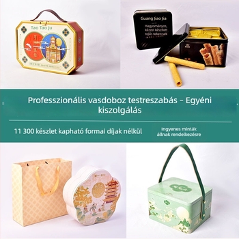 Személyre szabott Mooncake fémdoboz, 4 darabos készlet, négyzet alakú, egyrétegű ajándékdoboz CMYK nyomtatással