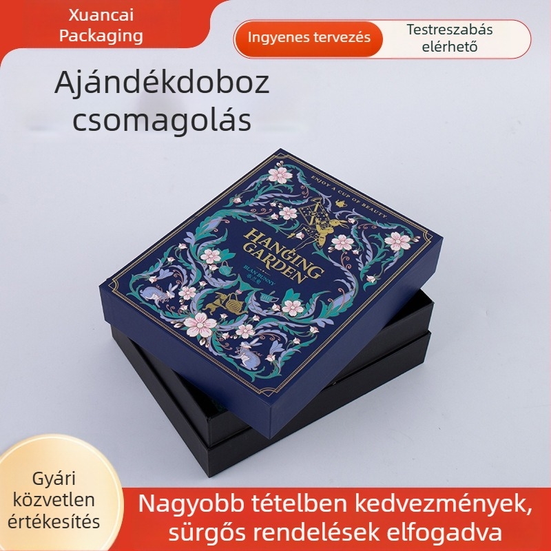 Személyre szabott ajándékcsomagoló doboz, üres ajándékdoboz, teás ajándékdoboz, vastagított fedél és alj doboz