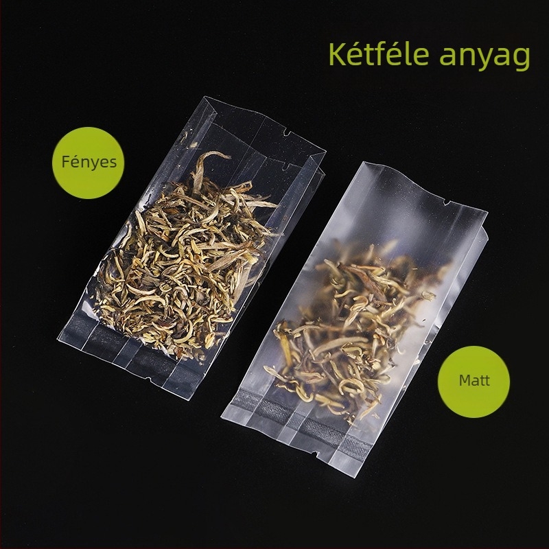 5–250 g átlátszó matt vákuum belső tasak tealevelekhez, egyszer használatos