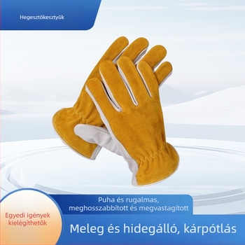 Marhabőr hegesztő kesztyűk, melegek és alacsony hőmérsékletnek ellenállóak, kültéri használatra, hegesztési védelem, modell ZY-CDG209